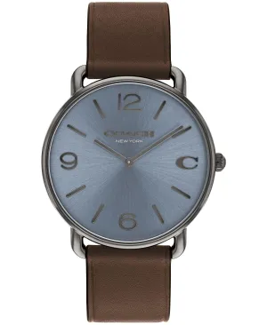 Elliot Unisex Watch with Dark Brown Leather Strap, 40mm COACH