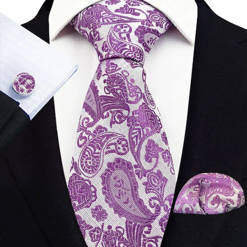 3Pcs Men's Exotic Paisley Necktie Set