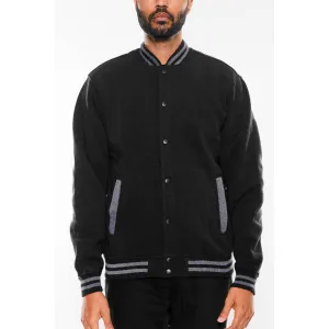 Black Varsity Fleece Jacket