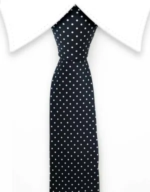 Black with White Polka Dots Skinny Tie