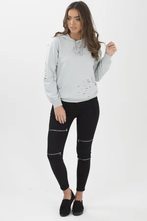 Black Zip Detail Jeans - Polly