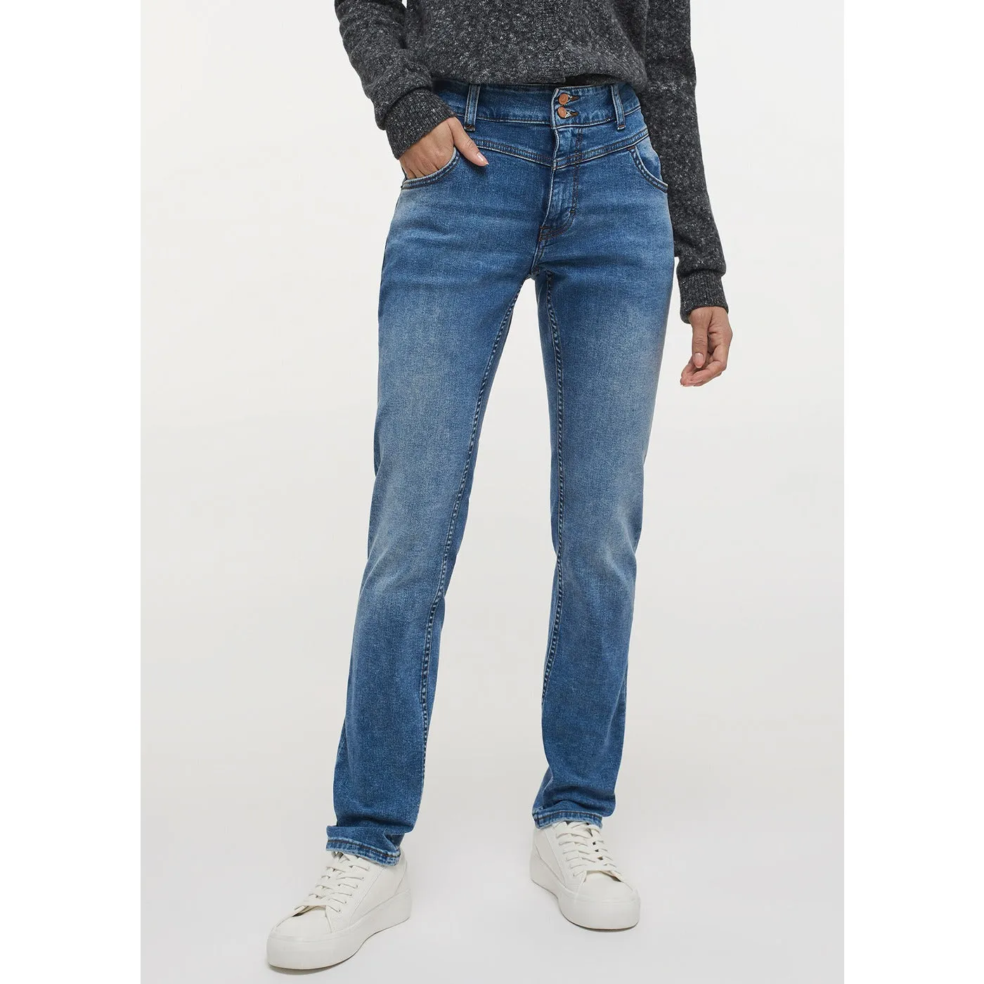 Blue Mid Rise Slim Fit Jeans