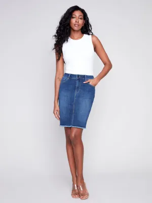 Charlie B- Frayed Hem Denim Skort