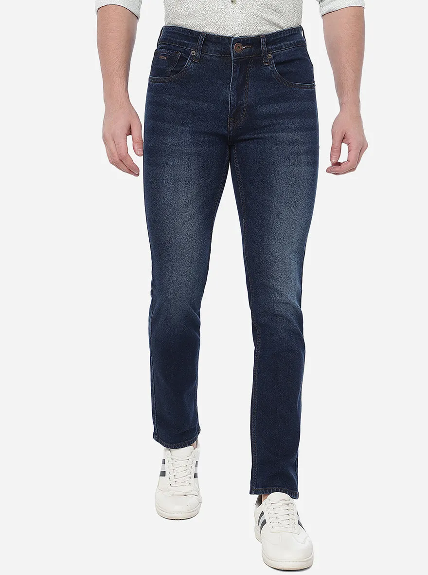 Denim Blue Washed Straight Fit Jeans | Greenfibre