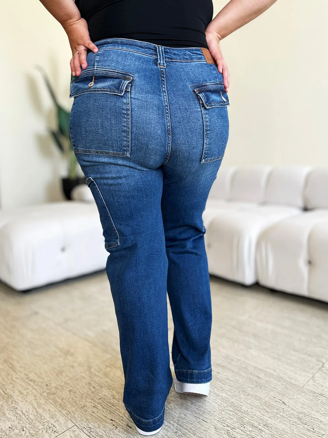 Judy Blue High Waist Straight Cargo Jeans [Online Exclusive]