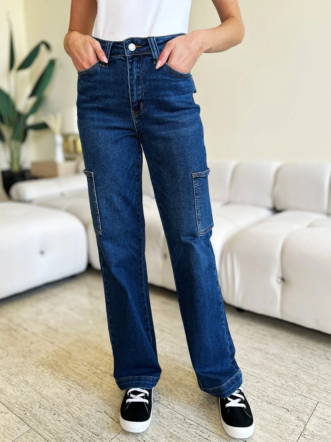 Judy Blue High Waist Straight Cargo Jeans [Online Exclusive]