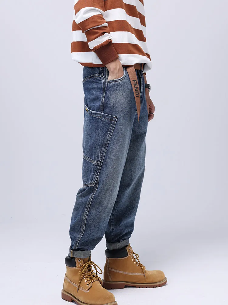 Loose Stretch Straight Jeans With No Belt