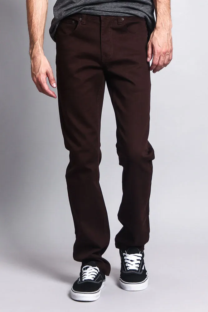 Men's Slim Fit Colored Jeans (Brown)