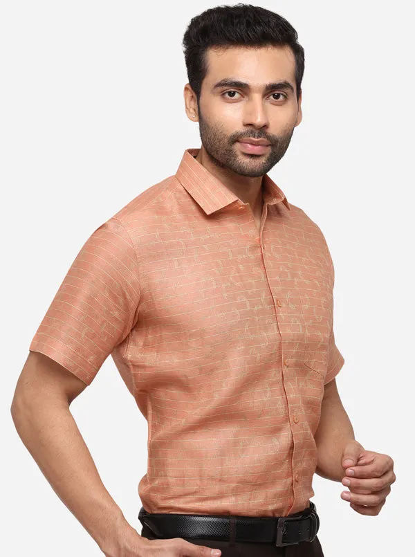 Orange Solid Slim Fit Party Wear Shirt | JB Studio