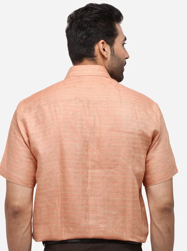 Orange Solid Slim Fit Party Wear Shirt | JB Studio