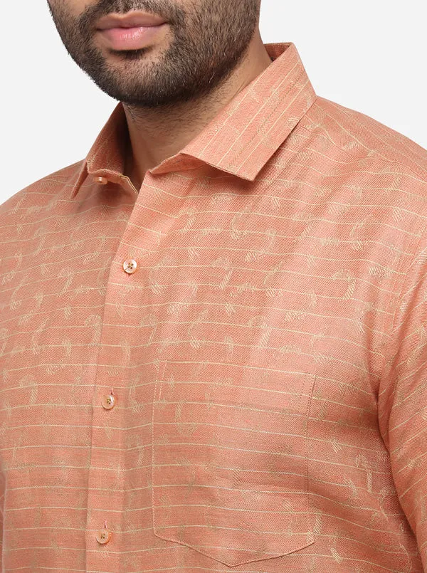 Orange Solid Slim Fit Party Wear Shirt | JB Studio