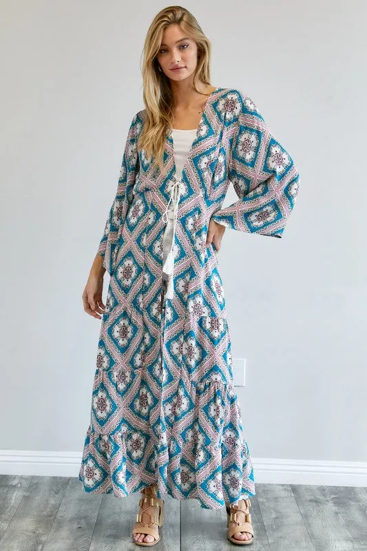 Printed Long Sleeve Kimono