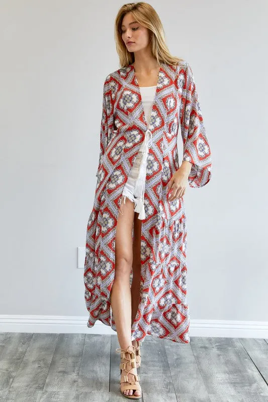 Printed Long Sleeve Kimono