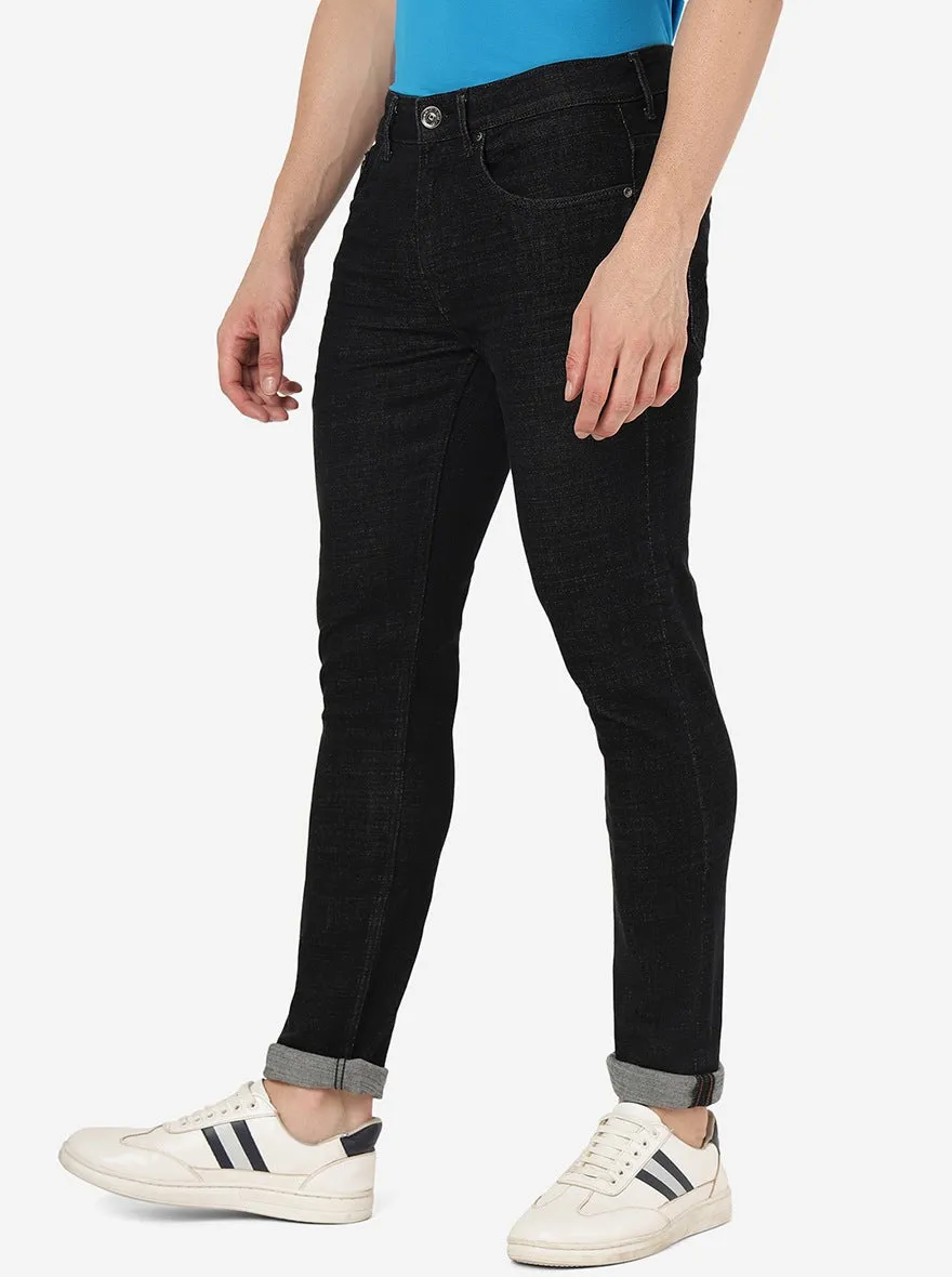 Raw Black Solid Slim Fit Jeans | JadeBlue