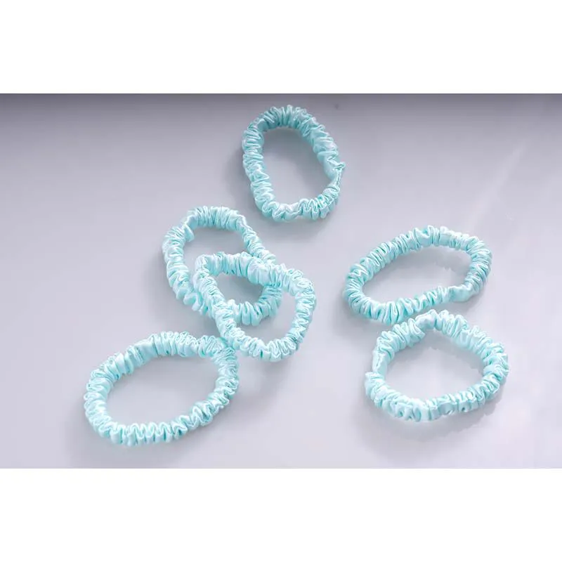 Skinny silk hair ties - Pale Blue - 6 pack - dropshipping