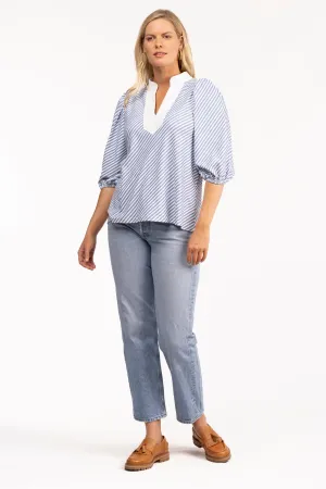 The Eliza Top - Chambray Stripe