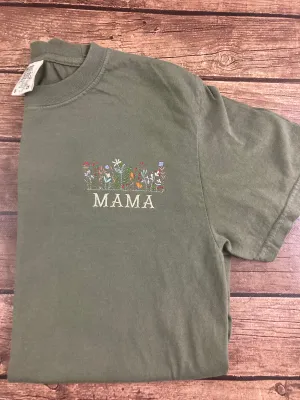 Wildflowers - Floral Mama Embroidered Shirt - Mom - Grammy - Comfort Colors Embroidered - Mommy