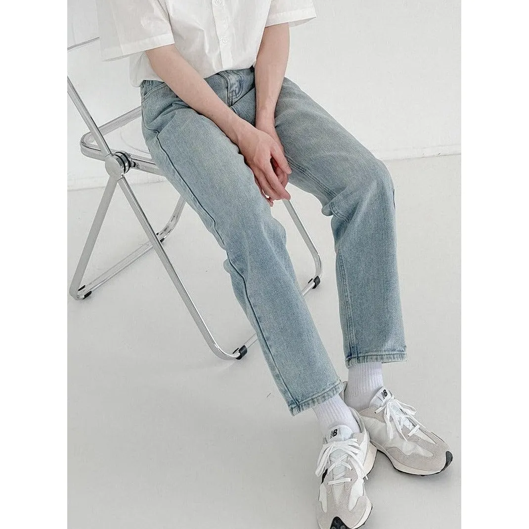 Zhou Casual Straight Ankle Length Jeans